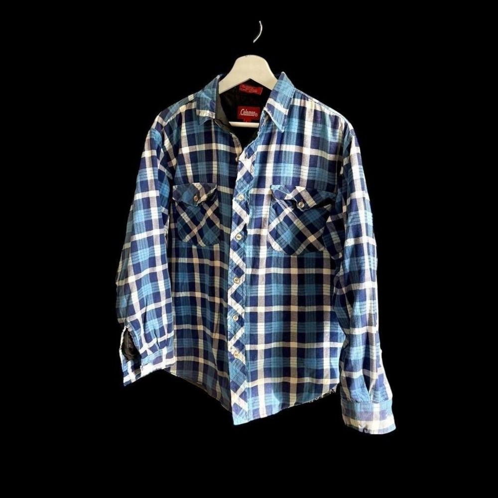 Coleman Vintage Flannel Quilt Lined Shacket Shirt‎ Men's Large Bundle 2 Shirts